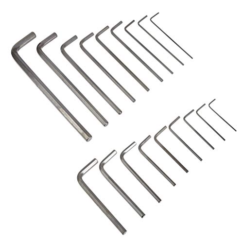 Basics 36-Piece Allen Wrench/Hex Key Set, SAE & Metric Sizes, Chrome Vanadium Steel with Long Arm, 2 Organized Storage Cases