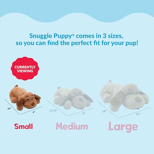 Snuggle Puppy Junior, Heartbeat Puppy Toy for Small Breeds, Smaller Plush Dog Toy with Real-Feel Pulse, Designed for Crate Use and Early Routines - Biscuit