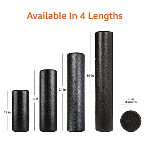 Basics High-Density Foam Roller for Exercise, Stretching and Muscle Recovery, 36 Inches, Black