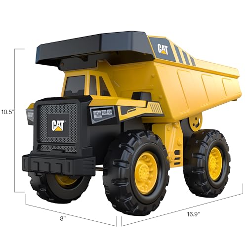 Cat Construction Toys, Steel Dump Truck 16" - Real Steel Body, Working Dump Bed, Oversize All-Terrain Wheels, Heavy-Duty Construction Vehicle for Indoor/Outdoor Play, Kids Ages 3 +