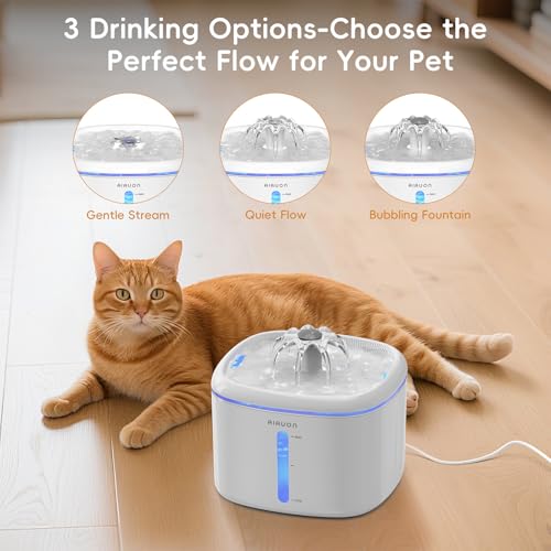 Cat Water Fountain,84oz/2.5L Pet Cat Fountain – Ultra Quiet Upgraded Automatic Pet Water Dispenser with 3 Replaceable Filters, Indoor Cat & Dog Drinking Bowl (Cat Fountain+3 Filters)