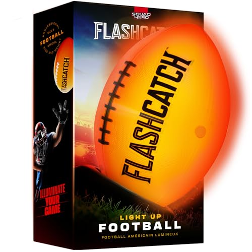 Light Up Football - Glow in the Dark Ball - NO 6 - Boys Gifts - Outdoor Sports, Birthday Gifts for Boys 8-15+ Year Old - Kids Teenage Youth Gift Ideas - Boy Toys Stuff Ages 8 9 10 11 12 13 14 15