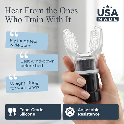 Expand-A-Lung | Breathing Exercise Fitness Trainer | Inspiratory Muscle Strength Tool | Breathe Easier with Stronger Lungs | Dual-Way Inhale-Exhale Adjustable Resistance Settings