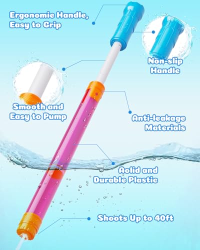 Water Gun Squirt Toys for Kids Adults: Shoot Up to 40 Feet - Outdoor Super Blaster Water Guns for Kids Age 3-4-5-8-12 Bulk - Fun Water Squirter Toy for Swimming Pool Beach Summer Outside Party Games