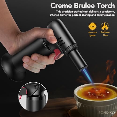 Sondiko Butane Torch Lighter with Visible Fuel Window, Refillable Soldering Torch with Adjustable Flame for Welding, Resin Art, Industrial(Butane Gas Not Included)