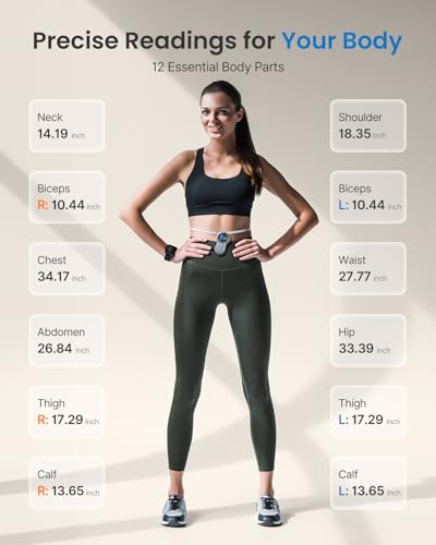 RENPHO Smart Tape Measure with Large Display, Bluetooth Body Measuring Tape with App for Weight Loss, Fitness Shape, Measure Circumference Length