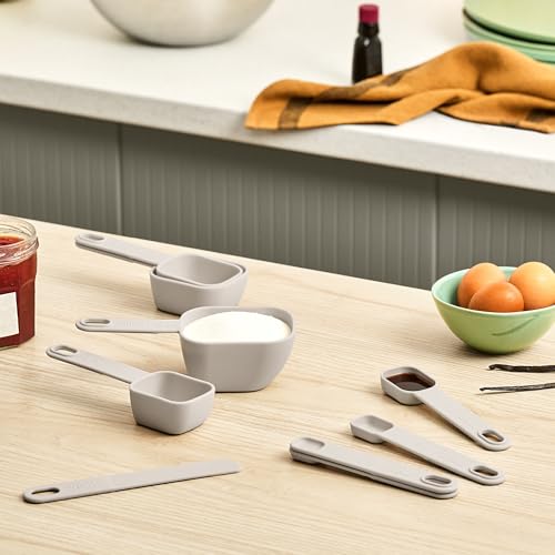 bella 9-Piece Nested Measuring Cups & Spoons Set, Stackable, 4 Cups, 4 spoons, 1 Leveler, Non-slip handles, Kitchen Cooking Baking Measuring Set, BPA Free, Dishwasher Safe, Oatmilk