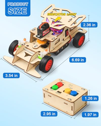Poraxy STEM Kits for Kids 8-10, STEM Toys for Boys Ages 8-13, Remote Control Car, Wooden 3D Puzzles Science Kits 8-12 Projects Building Model, Birthday Gifts for 9 11 14 Year Old Teen Boys Girls