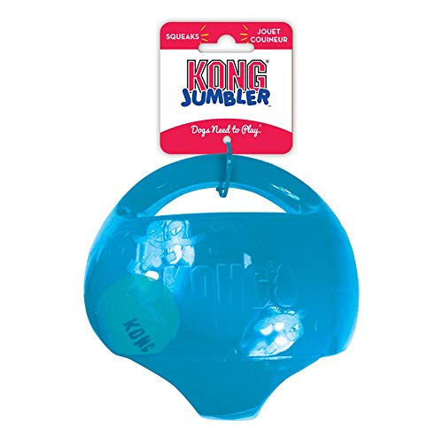 KONG Jumbler Ball - Interactive Toy for Dog & Puppy Playtime - Fetch Toy with Tennis Ball - Dog Supplies for Engaging Play - for Medium/Large Dogs - Assorted Colors