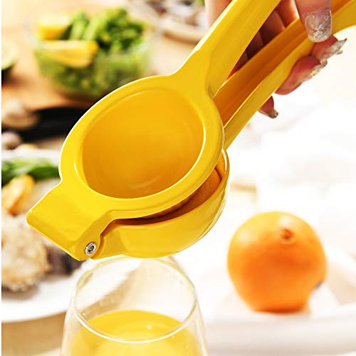 Y-ME Manual Juicer Citrus Lemon Squeezer, Fruit Juicer Lime Press Metal, Professional Hand Juicer Kitchen Tool(Yellow）