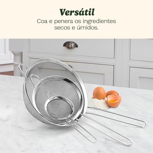 Cuisinart, Mesh Strainers, Stainless Steel Mesh Strainers for Kitchen, Fine Mesh Kitchen Strainer Set for Sifting, Straining and Cooking, Ctg-00-3Ms, 3 Count