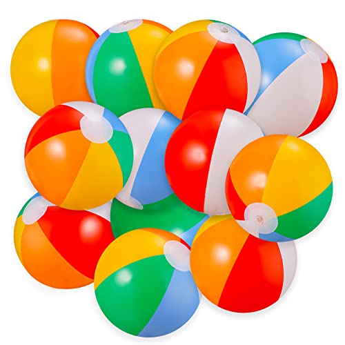 SCIONE Beach Balls Bulk 24 Pack - 9" Inflatable Beachballs Swimming Pool Toys for Kids Summer Water Games, Kids Birthday Party Favors Lua/Hawaiian Tropical Theme Decorations Supplies