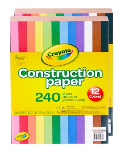 Crayola Construction Paper Bulk Pack (480 Sheets) – 10 Assorted Colors, 9x12, Classroom Arts & Crafts Supplies for Kids, Art Paper for School Projects