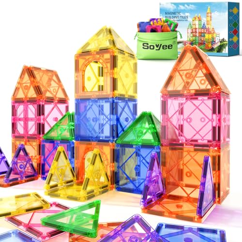 Magnetic Tiles Toddler Toys Magnetic Building Blocks for Kids Ages 3-12 STEM Educational Toys for Girls & Boys Sensory Toys for Kids with Autism Classroom Must Haves Outdoor Toys