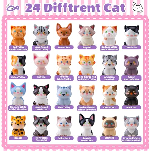 Cat Party Favors for Kids 24PCS Squishy Toys,Goodie Bag Stuffers, Pinata Stuffers,Birthday Gifts for Boys & Girls,Treasure Chest Prizes,Classroom Prizes for Kids (Cat)