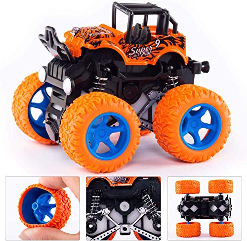 4 Pack Monster Trucks Toys for Boys 2 3 4 5 6 Year Old, Friction Powered Pull Back Car Toys for Toddlers Kids Ages 2-3-5-7, Best Birthday Christmas Party Gift for Boys and Toddlers
