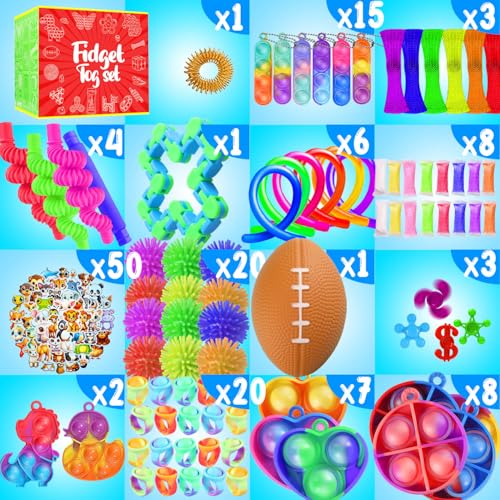 Fidget Toys, 160 Pack Party Favors for Kids 8-12 4-8, Sensory Toys Bulk Autism Autistic, Treasure Box Toys for Classroom, Stocking Stuffers, Goodie Bag Stuffers, Christmas Birthday Gifts Prizes