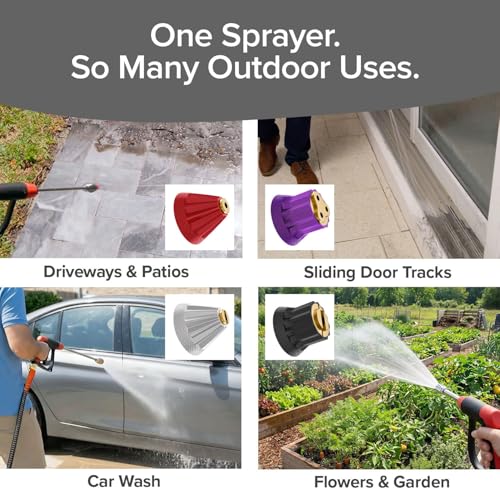 Pocket Hose Arrow, AS SEEN ON TV, Customizable Spray Nozzle from Powerful Jet Stream Cleaning to Gentle Garden Watering, Flow Force Tech, 4 Precision Tips, Rust-Resistant, Non-Slip Grip, Car Wash