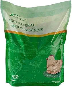 Bulk Dried Mealworms 10Lb Bag -Premium Non-GMO Dried Mealworms for Chicken, Nutritious High Protein - 100% Natural for Laying Hens, Birds, Ducks, Chicken Feed