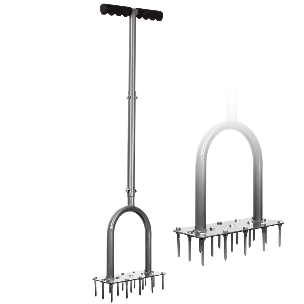 Walensee Lawn Aerator Spike Metal Manual Dethatching Soil Aerating Lawn with 15 Iron Spikes, Pre-Assembled Grass Plug Aerator Tools for Yard, Lawn Aeration, Garden Tool, Revives Lawn Health, Patented