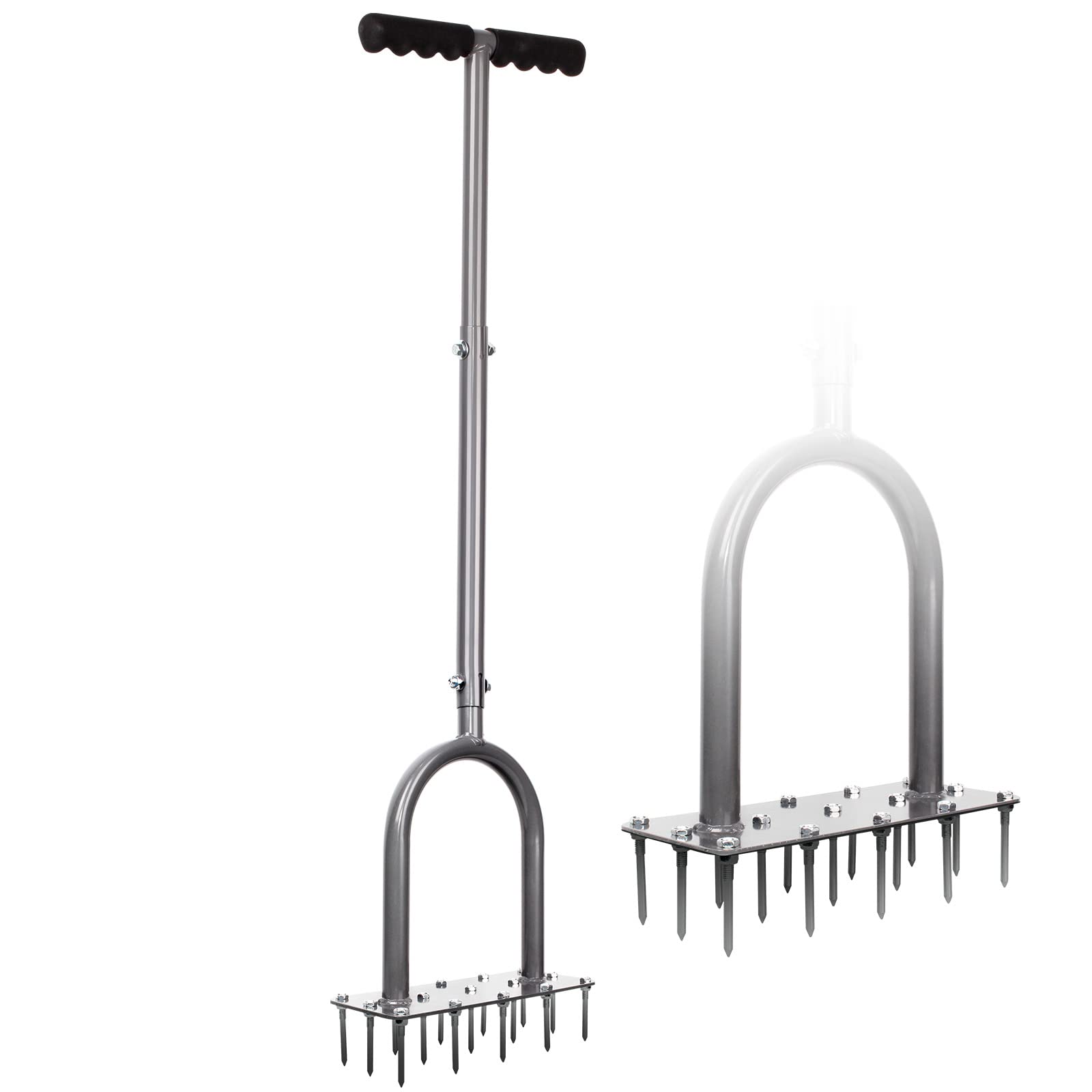 Walensee Lawn Aerator Spike Metal Manual Dethatching Soil Aerating Lawn with 15 Iron Spikes, Pre-Assembled Grass Plug Aerator Tools for Yard, Lawn Aeration, Garden Tool, Revives Lawn Health, Patented