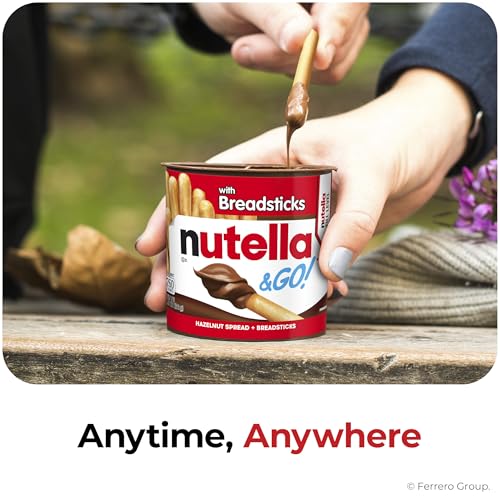 Nutella & GO! Chocolate Hazelnut Spread with Cocoa + Breadsticks, 24 Bulk Snack Packs, 1.8 oz Each