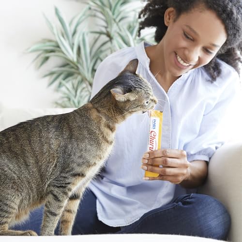 INABA Churu Cat Treats, Lickable, Squeezable Creamy Purée Cat Treat with Green Tea Extract & Taurine, 0.5 Ounces Each Tube, 40 Tubes, Chicken Variety Box