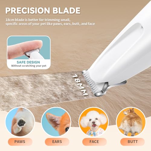 2026 New Pet Precision Trimmer, Dog Paw Trimmer with LED Light, Low Noise, IP68 Waterproof, Dual-Speed Motor, Suit for Trimming Paw, Ear, Face, Butt, Eyebrows, USB Rechageble