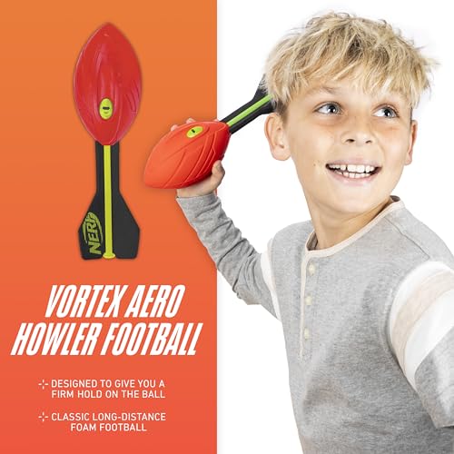 Nerf Vortex Aero Howler Foam Ball, Classic Long-Distance Football, Flight-Optimizing Tail, Whistling Sound, Indoor & Outdoor Fun, Christmas Stocking Stuffers for Kids