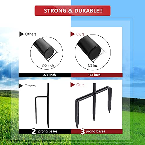 EXCMARK Shepherd Hook Adjustable Height 32/24/16’’ 1/2 inch Thick Use at Weddings, Hanging Solar Lights, Lanterns, Bird Feeders, Metal Hanger Hook (Black,32inch). U.S. Patent.