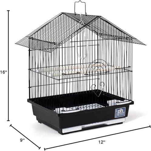 Prevue Pet Parakeet Manor Bird Cage with Handle - Versatile Carrier for Home or Travel, Small Bird Accessories, Easy Storage, Ideal for Canaries, Budgies, Finches, Parakeets, and More - Black