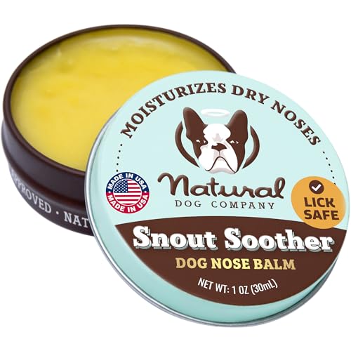 Natural Dog Company Snout Soother Dog Nose Balm – Moisturizing Care for Dry, Crusty, Cracked Noses with Coconut Oil & Shea Butter, Lick Safe Dog Snout Balm for All Breeds - 1 oz Tin