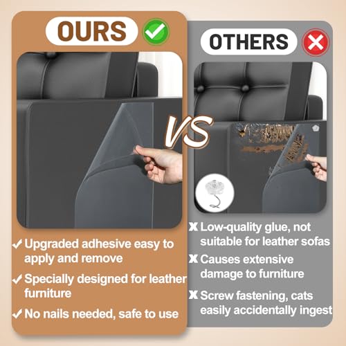 Acostop Cat Scratch Furniture Protector - Specially Designed for Leather Furniture, Easy to Remove Anti-Scratch Couch Protector from Cat, No Pins, 16 Pack