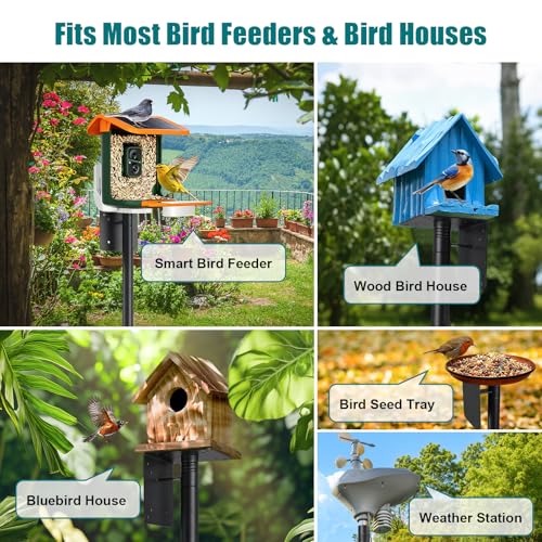 Heavy Duty Bird Feeder Pole - 75" Adjustable Birdhouse Stand Outdoor, Anti-Tip Stakes & Stable Mount for Smart Camera Birdfeeder,Bluebird House, Bird Buddy, Birdfy