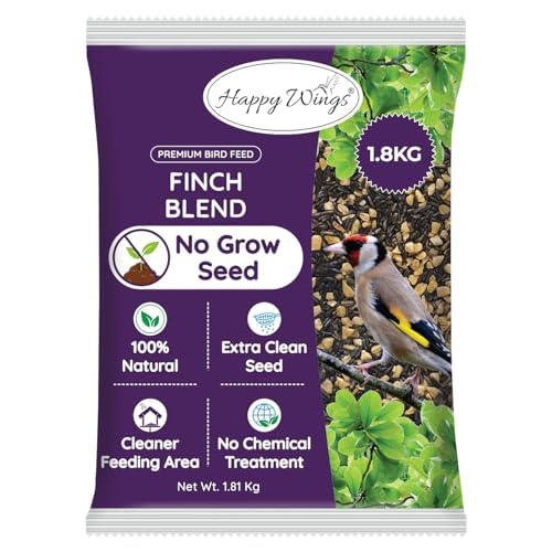 Happy Wings Finch Blend Bird Food - Mix of Sunflower Hearts/Kernels and Nyjer, 5 Pounds - No Grow Seed - For Wild Birds