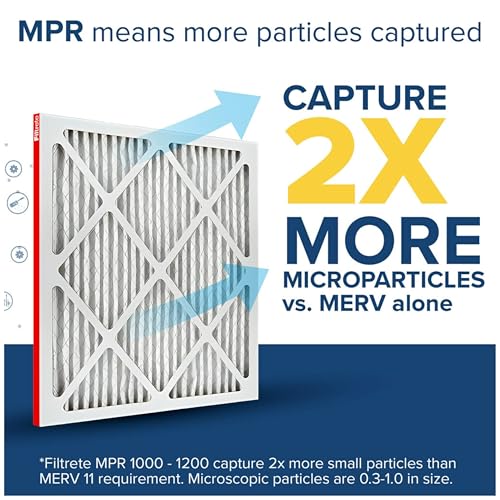 Filtrete 16x25x1 Air Filter MERV 11, MPR 1000 Micro Allergen Defense 2-Pack, AC Furnace HVAC Filters for Home, 3-Month Pleated Electrostatic (Actual Size 15.719 x 24.72 x 0.84 in)