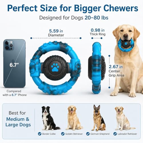 Pamlulu Tough Dog Toys for Aggressive Chewers, Indestructible Dog Toy for Large Dogs, Nylon Chew Toys for Medium Large Breed, Interactive Dog Toys to Keep Them Busy, Dog Birthday