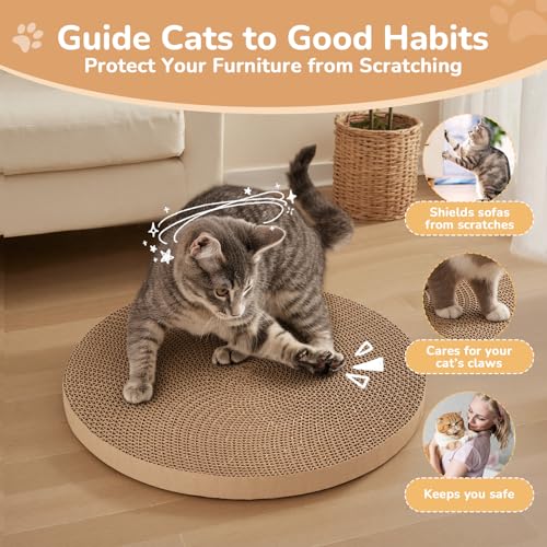 6pcs Cat Scratch Pad, Cat Scratcher Cardboard & Cat Scratching Pads - Round Cat Scratcher Refill, 10 Inch Diameter 7/8 Inch Thick cat scratchers for Indoor Cats