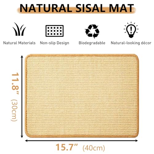 Oncpcare 2PCS Rabbit Scratch Mat Natural Bunny Scratching Pad Claws and Teeth Care Rabbit Mats for Cages Chew Toys for Bunny Pet Cage Bedding for Biting Sleeping Nesting, 16x12