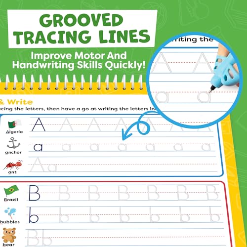 Magic Grooved Writing Practice for Kids Age 3-5 - Grooved Writing Books for Kids 3-5 - Handwriting Practice for Kids 5-7 - Tracing Books Toys for 4 Year Old - Preschool Learning Activities