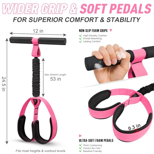 2026 Upgraded Durable Pedal Resistance Band with Handle, Thickened Latex Tubes and Soft Foam Fabric Foot Pedal, Sit Up Exercise Equipment for Abdomen, Waist, Arm, Core/ABS, Leg, Physical Therapy