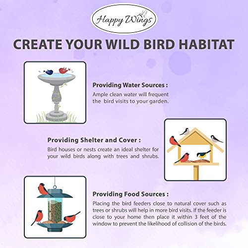 Happy Wings Finch Blend Bird Food - Mix of Sunflower Hearts/Kernels and Nyjer, 5 Pounds - No Grow Seed - For Wild Birds