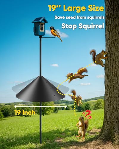 19 Inch Metal Squirrel Baffle for Bird Feeder Pole, Squirrel Proof Bird Feeders for Outdoors Hanging Cover for Rain Guard, Rust Proof Chew Proof Heavy, 1 Pack