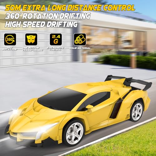 Transform Remote Control Car Toy for Kids 4 5 6 7 8, Remote Control Car for Boys 4-7, Transform Cars for Boys 4-6, Toy Car 5 Year Old Boy, Toys for 3 4 5 6 7 8 9 10 11 12 Years Old Boy