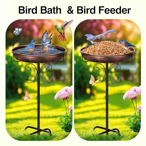 Daoeny 35In Metal Bird Bath for Outside, Vintage Freestanding Birdbaths & Birdfeeder, Bird Baths Feeder Bowl for Outdoors Garden Patio Yard Lawn Decor, Upgraded 5-Pronged Base (Antique Bronze)