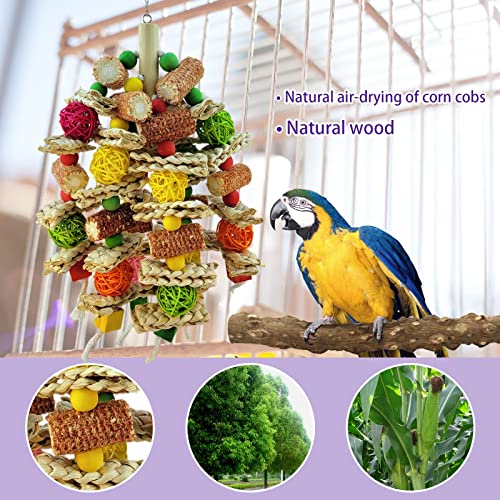 Cokliomc Parrot Toys, Natural Corncob Bird Chew Toys for Small and Medium Macaws, African Grey Parrots,  Parrots Bird Cage