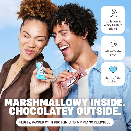 BUILT Bar Puff Protein Bars - Variety Pack - 15-17g Protein Snack Bars with Collagen - Calorie Conscious & Gluten Free - 12 Count, Variety May Vary