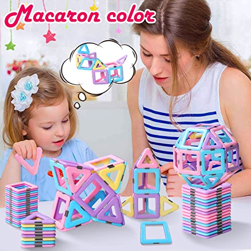 Tolnetr Magnetic Tiles Toys for 3 4 5 6 7 8+ Year Old Boys Girls Upgrade Macaron Castle Blocks Building Set for Toddlers STEM Creativity/Educational Toys for Kids Age 3-6 Christmas Birthday Gifts