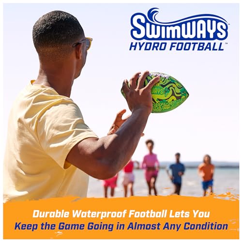 Swimways Hydro Waterproof Football, Outdoor Games for Adults and Kids, Swimming Pool Accessories and Pool Party Games,9.25 Inches, Green