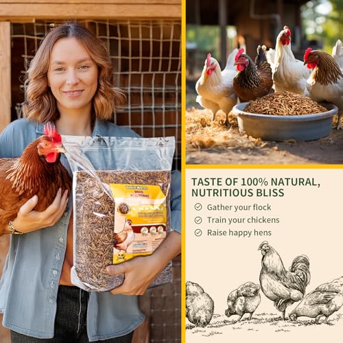 BUNTIE WORMS Dried Mealworms 5LB, 100% Natural, Non-GMO Mealworms for Chickens – High Protein Chicken Feed Meal Worms for Wild Birds, Chickens, Ducks and Turtles